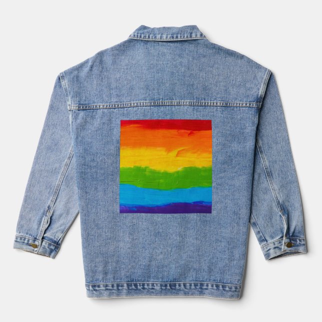 Regenbogenöl Paint LGBT Pride Denim Jacket - LGBTQ Jeansjacke (Rückseite)