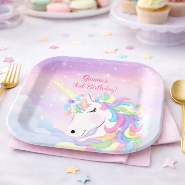 Regenbogenpastell Einhornwolken Pappteller (Von Creator hochgeladen)