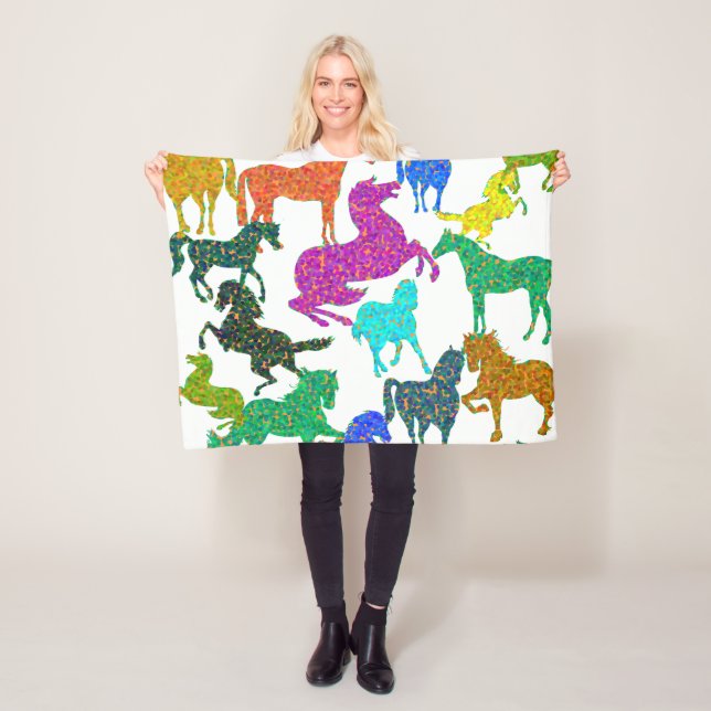 Regenbogenpferde - "Hübsch über Pferde!" Fleecedecke (Beispiel)