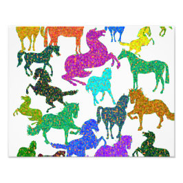 Regenbogenpferde - "Hübsch über Pferde!" Fotodruck