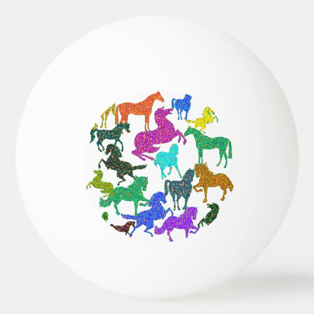 Regenbogenpferde - "Hübsch über Pferde!" Tischtennisball (Vorderseite)