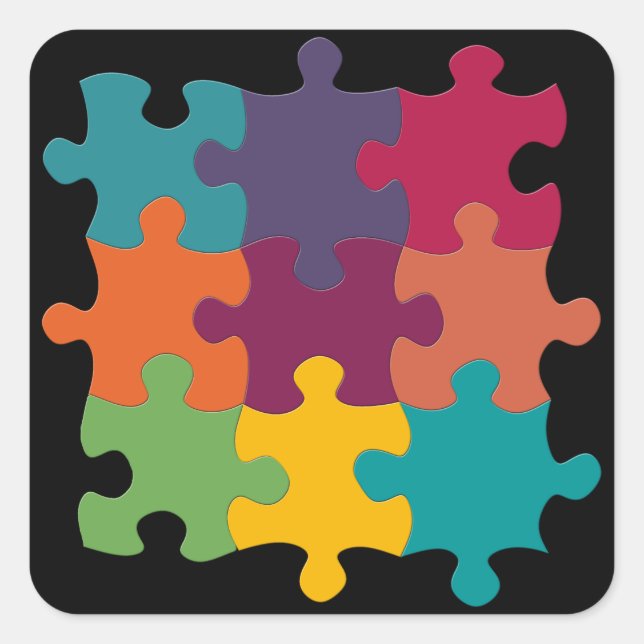 Regenbogenpuzzleteil Quadratischer Aufkleber (Vorderseite)