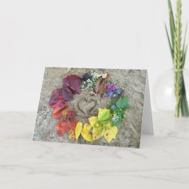 Regenbogenregen im Herbst Feiertagskarte