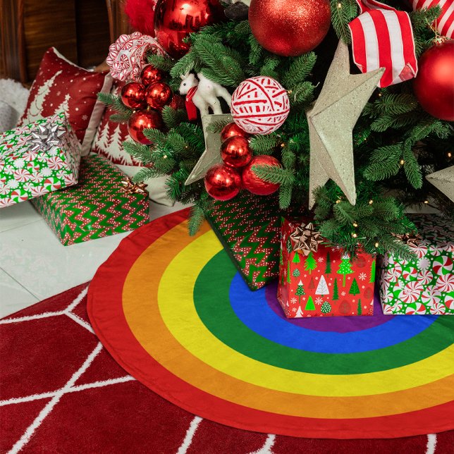 Regenbogenringe Polyester Weihnachtsbaumdecke (Rainbow Rings Brushed Polyester Tree Skirt)