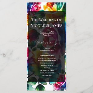 Regenbogenrosen Schwarz-Weiß-Hochzeitsprogramm Programm