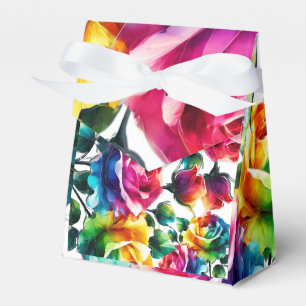 Regenbogenrosen Schwarz & Weiß Lebendige Florale H Geschenkschachtel