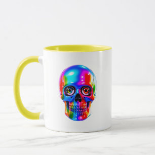 Regenbogenschädel Neon Glänzend Gothic Halloween-G Tasse