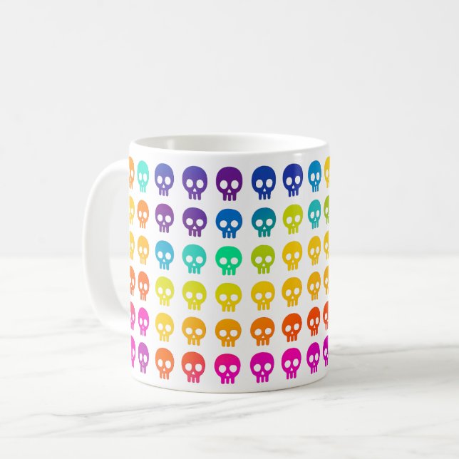Regenbogenschädel-Spaß Kaffeetasse (Vorderseite Links)