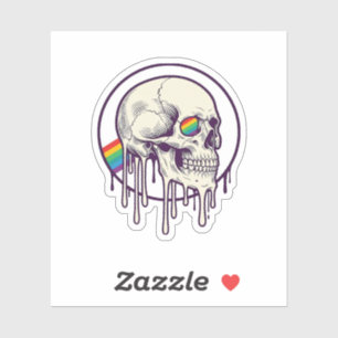 Regenbogenschädel-Vintage-Stichdesign_1 Aufkleber