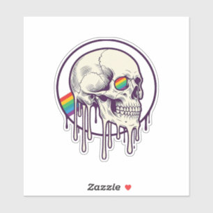 Regenbogenschädel-Vintage-Stichdesign_1 Aufkleber