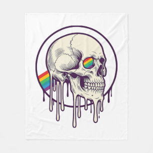Regenbogenschädel-Vintage-Stichdesign_1 Fleecedecke