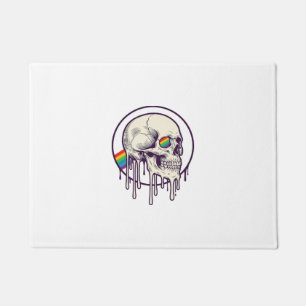 Regenbogenschädel-Vintage-Stichdesign_1 Fußmatte