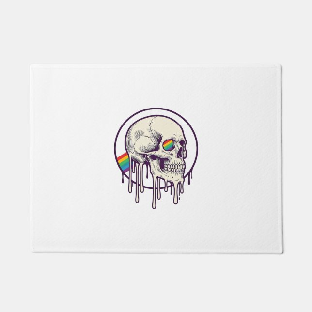 Regenbogenschädel-Vintage-Stichdesign_1 Fußmatte (Vorderseite)