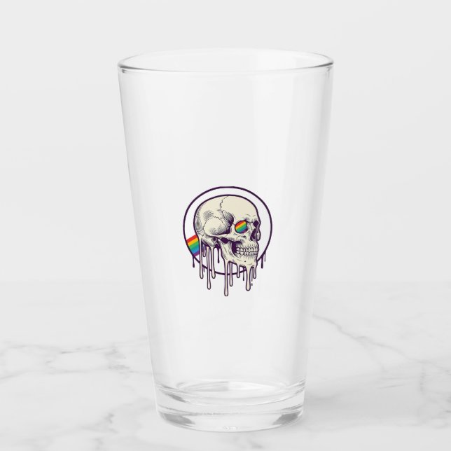 Regenbogenschädel-Vintage-Stichdesign_1 Glas (Vorderseite)