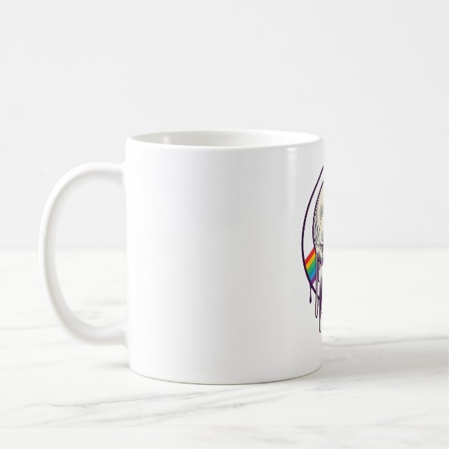 Regenbogenschädel-Vintage-Stichdesign_1 Kaffeetasse (Links)