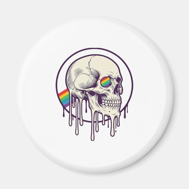 Regenbogenschädel-Vintage-Stichdesign_1 Magnet (Vorne)