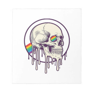 Regenbogenschädel-Vintage-Stichdesign_1 Notizblock