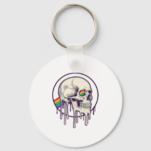 Regenbogenschädel-Vintage-Stichdesign_1 Schlüsselanhänger