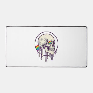 Regenbogenschädel-Vintage-Stichdesign_1 Schreibtischunterlage