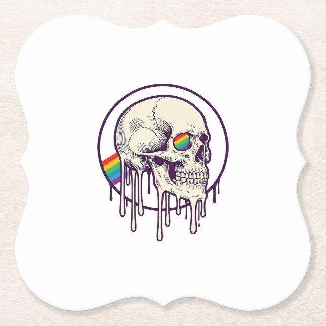 Regenbogenschädel-Vintage-Stichdesign_1 Untersetzer (Vorderseite)