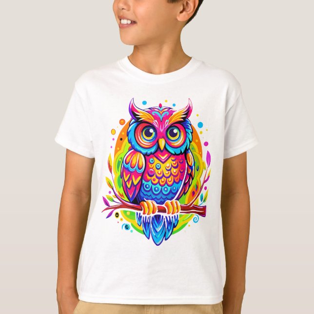 Regenbogenschale mit tropischen Blätter auf Zweigb T-Shirt (Vorderseite)