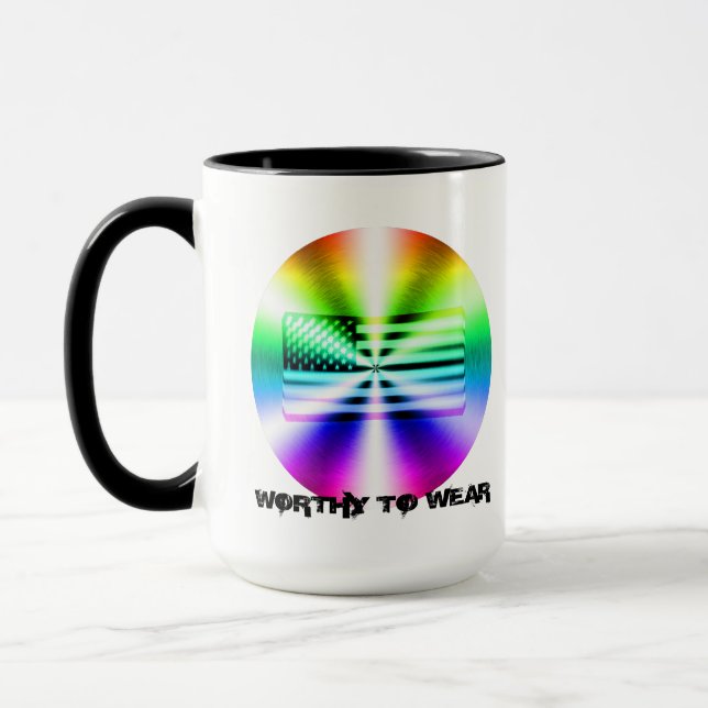 Regenbogenschild der US-Fahne - es lohnt sich zu t Tasse (Links)