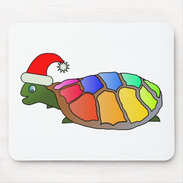Regenbogenschildkröte mit Weihnachtsmannmütze Mousepad (Vorne)