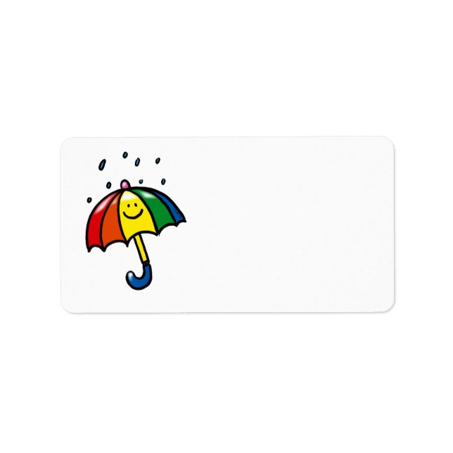 Regenbogenschirm & Regenfallschirm Adressaufkleber (Vorne)