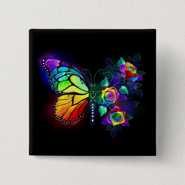 Regenbogenschmetterling Button (Vorderseite)