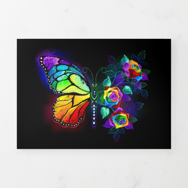 Regenbogenschmetterling Dreifach Gefaltete Karte (Cover)