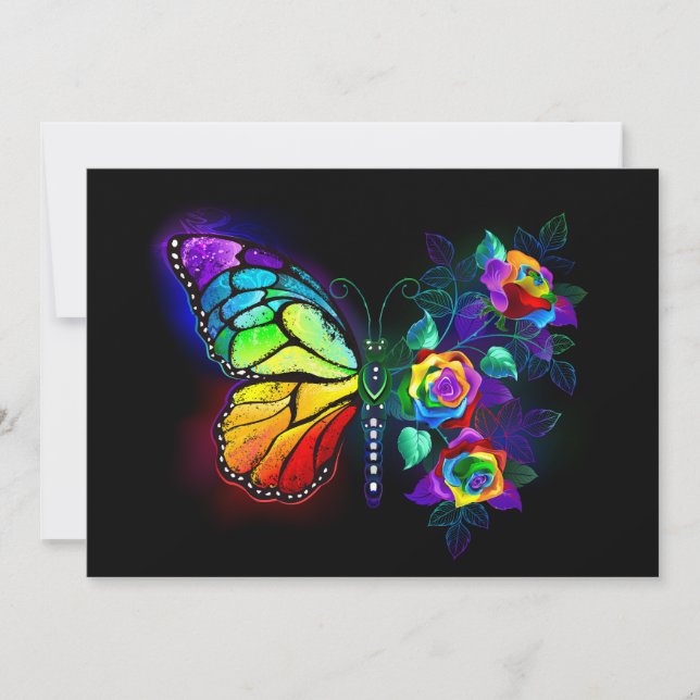 Regenbogenschmetterling Einladung (Vorderseite)