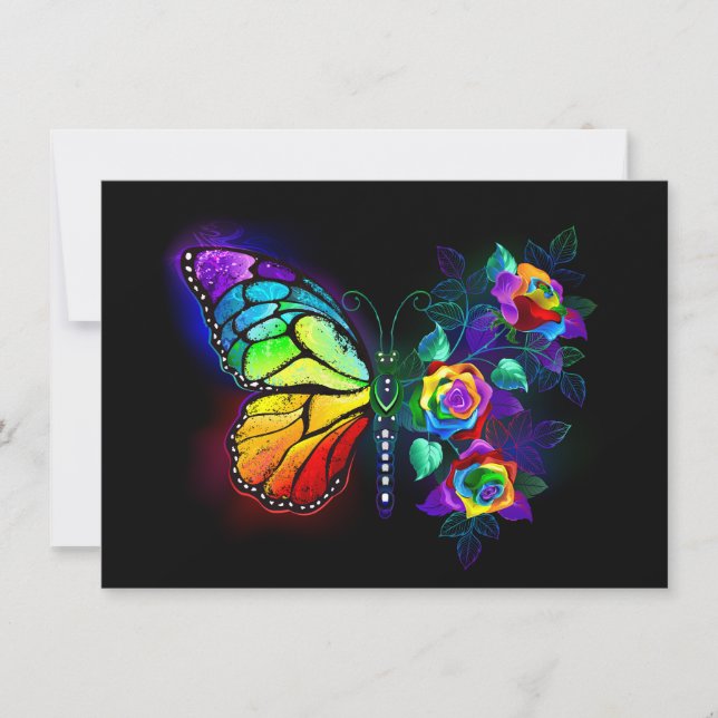 Regenbogenschmetterling Feiertagskarte (Vorderseite)