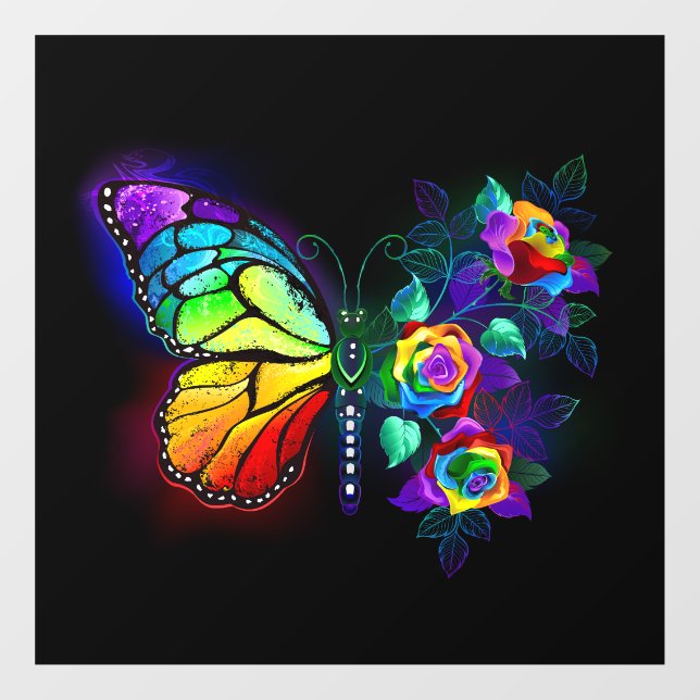 Regenbogenschmetterling Fensteraufkleber (Blatt)