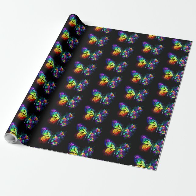 Regenbogenschmetterling Geschenkpapier (Ungerollt)