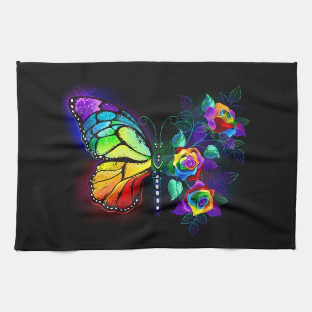 Regenbogenschmetterling Geschirrtuch (Horizontal)