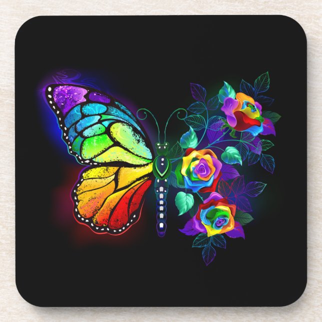 Regenbogenschmetterling Getränkeuntersetzer (Vorderseite)