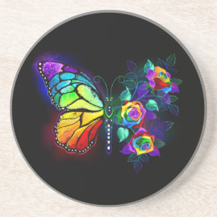Regenbogenschmetterling Getränkeuntersetzer