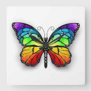 Regenbogenschmetterling Monarch Quadratische Wanduhr