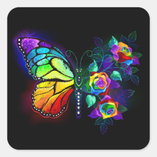 Regenbogenschmetterling Quadratischer Aufkleber