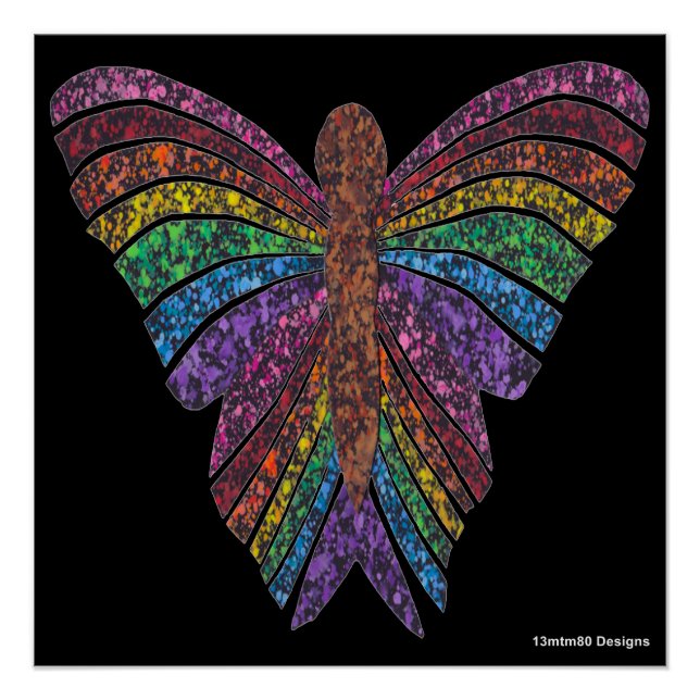 Regenbogenschmetterling (schwarz) - Poster drucken (Vorderseite)