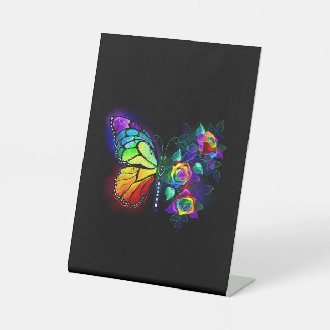 Regenbogenschmetterling Sockelschild (Vorderseite)