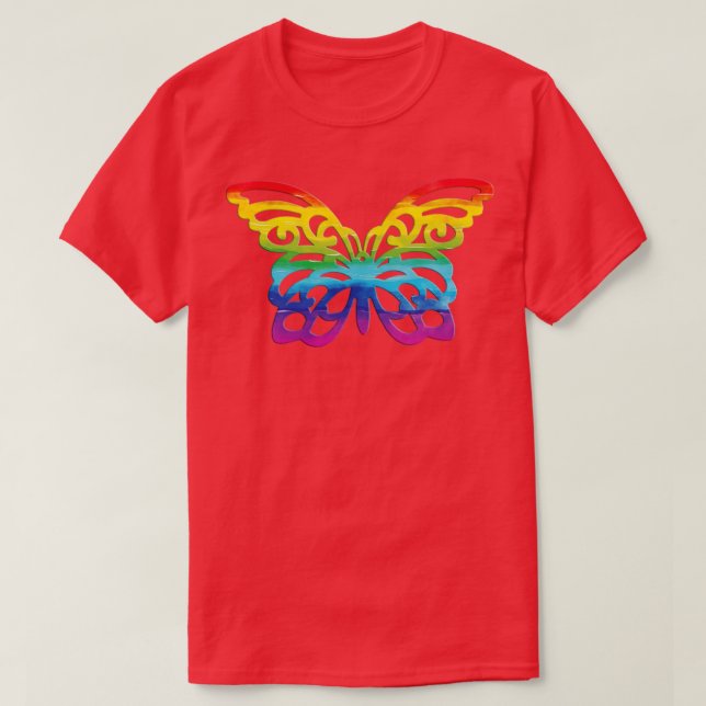 Regenbogenschmetterling T-Shirt (Design vorne)