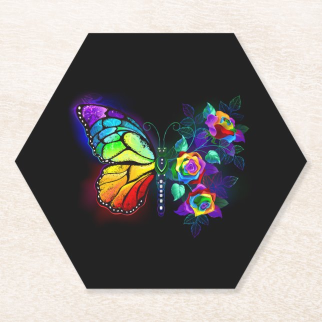 Regenbogenschmetterling Untersetzer (Vorderseite)
