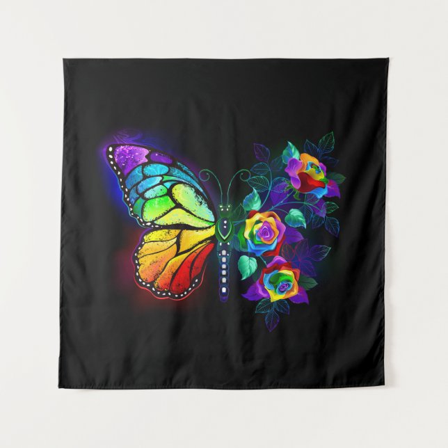 Regenbogenschmetterling Wandteppich (Vorderseite)