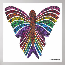 Regenbogenschmetterling (weiß) - Poster drucken