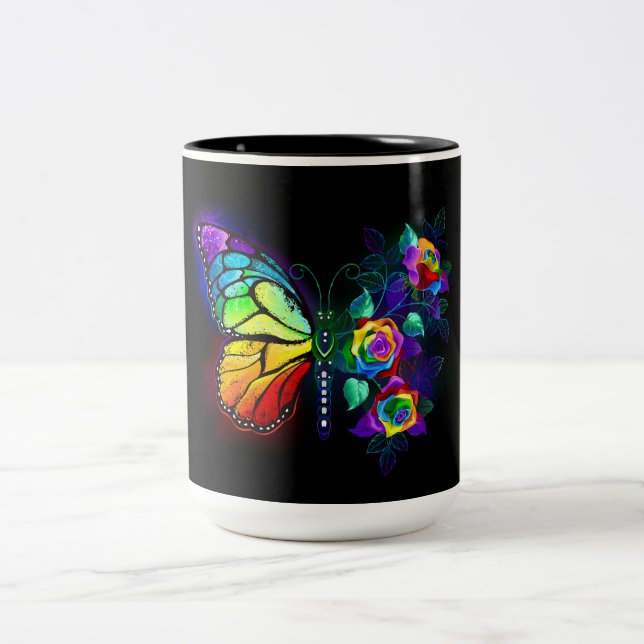 Regenbogenschmetterling Zweifarbige Tasse (Mittel)