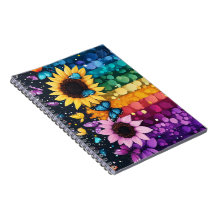 Regenbogenschmetterlinge und Sonnenblumen-Notebook