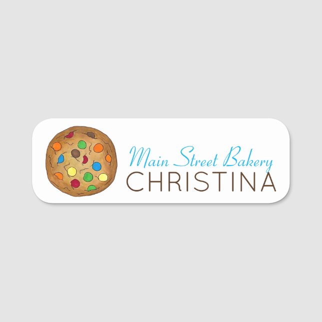 Regenbogenschokolade Chip Cookies Bäckerei Bake Sh Namensschild (Vorderseite)