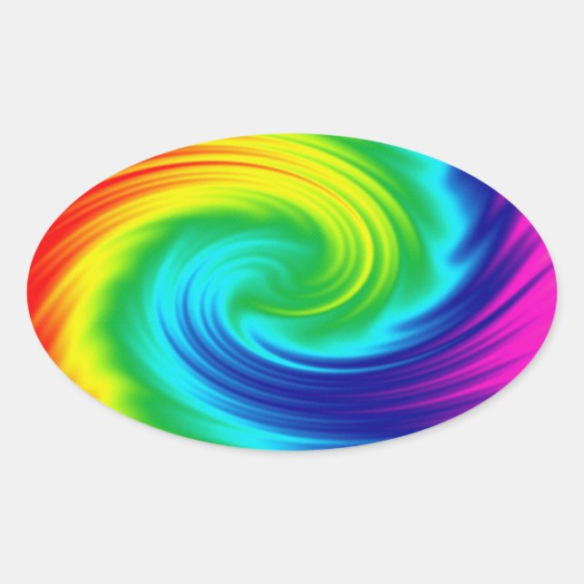Regenbogenspirale Ovaler Aufkleber (Vorderseite)