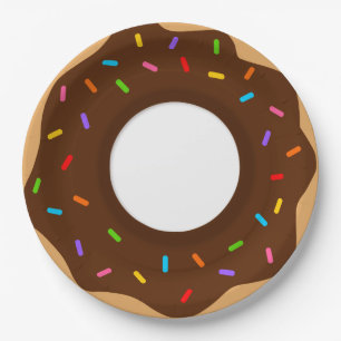 Regenbogensprinklen Schokolade Donut Pappteller